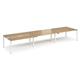 Adapt sliding top triple back to back desks 4800mm x 1200mm - white frame, oak top