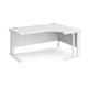 Maestro 25 right hand ergonomic desk 1600mm wide - white cable managed leg frame, white top