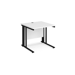 Maestro 25 straight desk 800mm x 800mm - black cable managed leg frame, white top