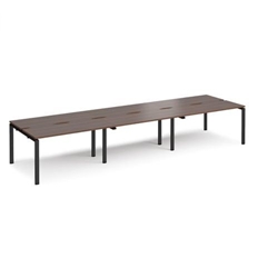 Adapt sliding top triple back to back desks 4200mm x 1200mm - black frame, walnut top