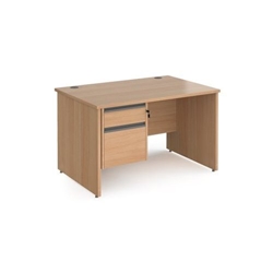 Contract 25 straight desk with 2 drawer graphite pedestal and panel leg 1200mm x 800mm - beech