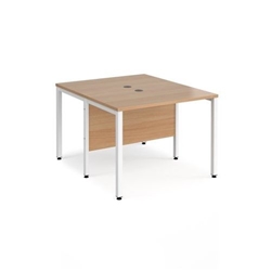 Maestro 25 back to back straight desks 1000mm x 1200mm - white bench leg frame, beech top