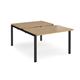 Adapt sliding top back to back desks 1200mm x 1600mm - black frame, oak top