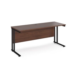 Maestro 25 straight desk 1600mm x 600mm - black cantilever leg frame, walnut top
