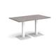 Brescia rectangular dining table with flat square white bases 1400mm x 800mm - grey oak