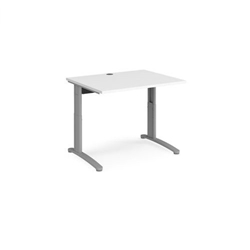 TR10 height settable straight desk 1000mm x 800mm - silver frame, white top