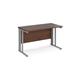 Maestro 25 straight desk 1200mm x 600mm - silver cable managed leg frame, walnut top