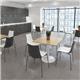 Genoa square dining table with silver trumpet base 800mm - white