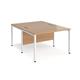 Maestro 25 back to back straight desks 1200mm x 1600mm - white bench leg frame, beech top