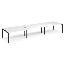 Adapt sliding top triple back to back desks 4800mm x 1200mm - black frame, white top
