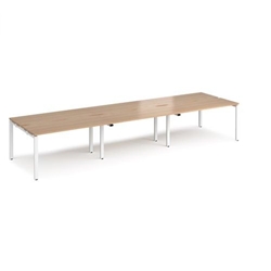 Adapt sliding top triple back to back desks 4200mm x 1200mm - white frame, beech top