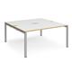 Adapt sliding top back to back desks 1600mm x 1200mm - silver frame, white top with oak edging