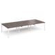 Adapt triple back to back desks 3600mm x 1600mm - white frame, walnut top