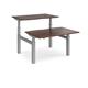 Elev8 Touch sit-stand back-to-back desks 1200mm x 1650mm - silver frame, walnut top