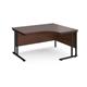 Maestro 25 right hand ergonomic desk 1400mm wide - black cantilever leg frame, walnut top