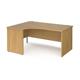 Maestro 25 left hand ergonomic desk 1600mm wide - oak top with panel end leg