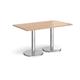 Pisa rectangular dining table with round chrome bases 1400mm x 800mm - beech