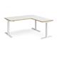 Elev8 Touch sit-stand desk 1600mm x 800mm with 800mm return desk - white frame, white top with oak edge