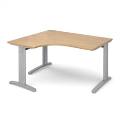 TR10 deluxe left hand ergonomic desk 1400mm - silver frame, oak top