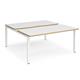 Adapt sliding top back to back desks 1600mm x 1600mm - white frame, white top with oak edging