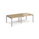 Adapt double back to back desks 2400mm x 1200mm - silver frame, oak top