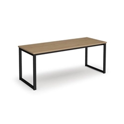Otto benching solution dining table 1800mm wide - black frame, kendal oak top