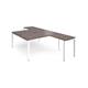 Adapt back to back desks 1600mm x 1600mm with 800mm return desks - white frame, walnut top