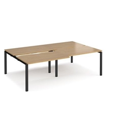 Adapt sliding top double back to back desks 2400mm x 1600mm - black frame, oak top