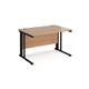 Maestro 25 straight desk 1200mm x 800mm - black cable managed leg frame, beech top