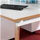 Fuze back to back desks 1600mm x 1600mm with oak legs - white underframe, white top