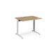 TR10 height settable straight desk 1000mm x 800mm - white frame, oak top