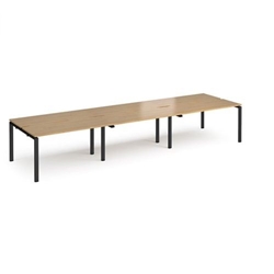 Adapt triple back to back desks 4200mm x 1200mm - black frame, oak top