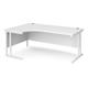 Maestro 25 left hand ergonomic desk 1800mm wide - white cantilever leg frame, white top
