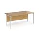 Maestro 25 straight desk 1600mm x 800mm - white H-frame leg, oak top