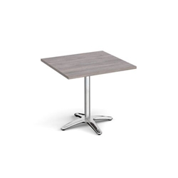 Roma square dining table with 4 leg chrome base 800mm - grey oak