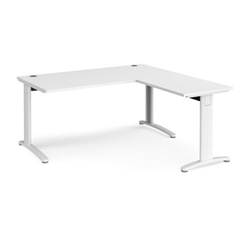 TR10 desk 1600mm x 800mm with 800mm return desk - white frame, white top