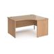 Maestro 25 right hand ergonomic desk 1400mm wide - beech top with panel end leg
