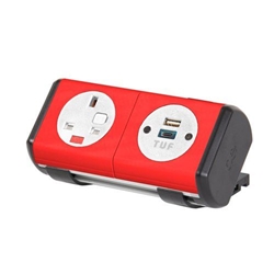 Hubble clip-on power module 1 x UK socket, 1 x TUF (A&C connectors) USB charger - yellow
