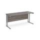 Maestro 25 straight desk 1600mm x 600mm - silver cantilever leg frame, grey oak top