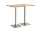 Brescia rectangular poseur table with flat square brushed steel bases 1400mm x 800mm - beech