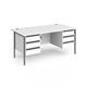 Contract 25 straight desk with 3 and 3 drawer pedestals and graphite H-Frame leg 1600mm x 800mm - white top