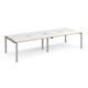Adapt double back to back desks 2800mm x 1200mm - silver frame, white top with oak edging