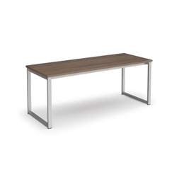 Otto benching solution dining table 1800mm wide - silver frame, barcelona walnut top
