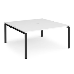 Adapt sliding top back to back desks 1600mm x 1200mm - black frame, white top