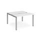 Adapt sliding top back to back desks 1200mm x 1200mm - silver frame, white top