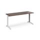 TR10 straight desk 1600mm x 600mm - white frame, walnut top