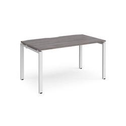 Adapt single desk 1400mm x 800mm - white frame, grey oak top