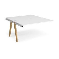 Fuze add on units back to back 1400mm x 1600mm with oak legs - white underframe, white top