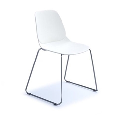 Strut multi-purpose chair with chrome sled frame - white