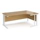 Maestro 25 right hand ergonomic desk 1800mm wide - white cable managed leg frame, oak top
